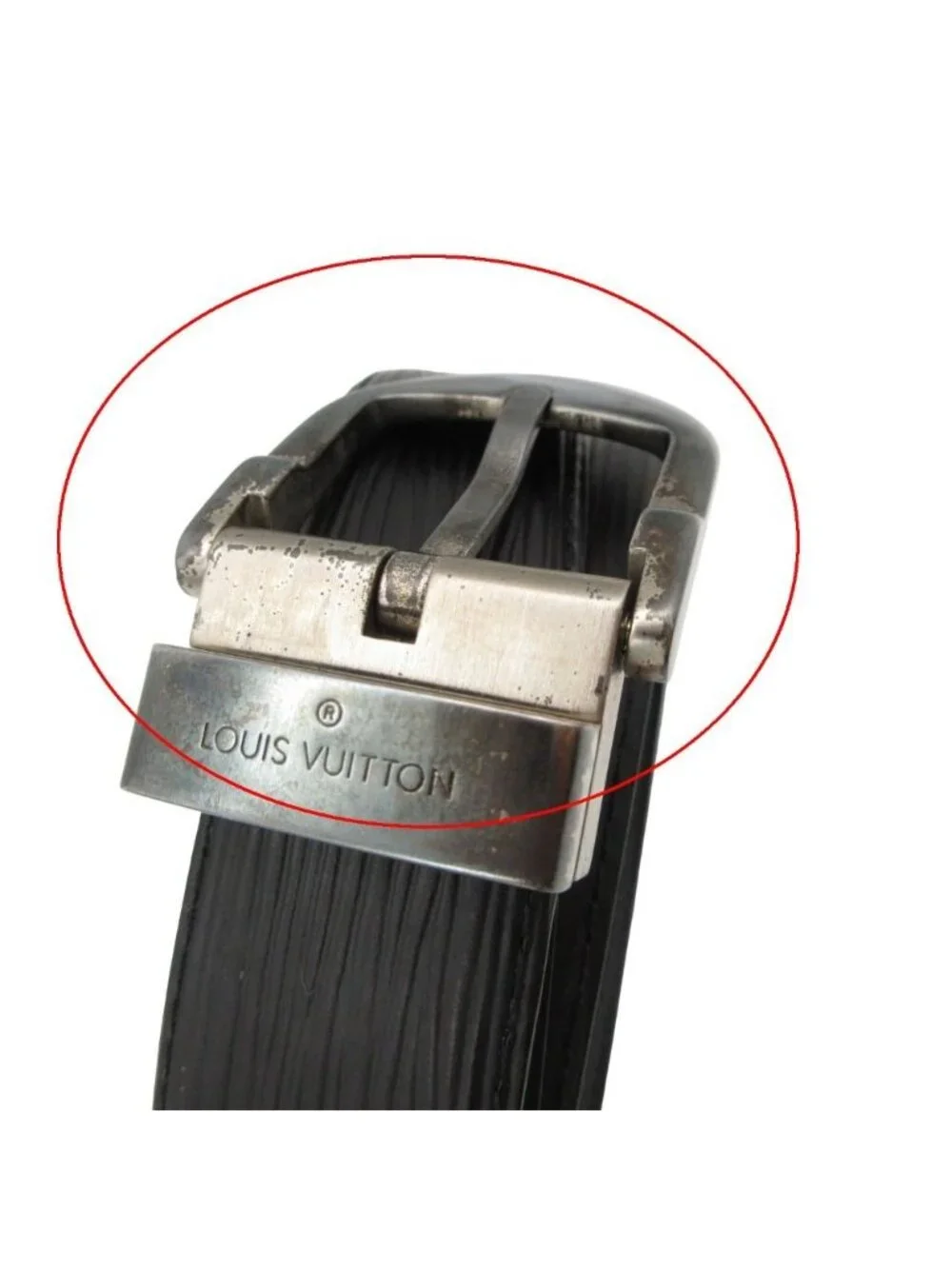 Louis Vuitton Belt Epi Ceinture Classic Noire Silver Black 110 44